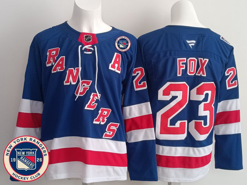 Men New York Rangers #23 Fox Blue 2025 Fanatics Home Premium NHL Jersey style 3